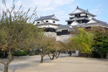 本丸広場より天守閣を望む 松山城 天守閣