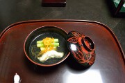 鱸の油焼ととうもろこし豆腐 椀物