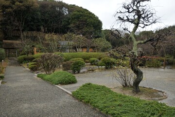 奧に茶室 庭園